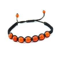 ERDOUY Handmade Beaded Bracelet, Suitable for Men and Women, Colorful Round Natural Stone Weaving Bracelet (Orange)