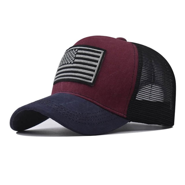 Vintage Trucker Hats for Men American Flag Patch Breathable Mesh Baseball Caps`