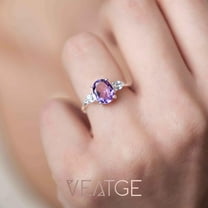 natural amethyst ring purple gemstone promise ring cushion cut February birthstone ring silver ring