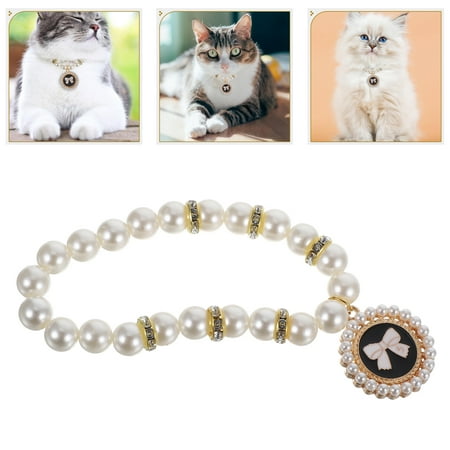 WHAMVOX Bone Pendant Collar Cat Dog Pearl Collars Pet Jewelry For Dogs