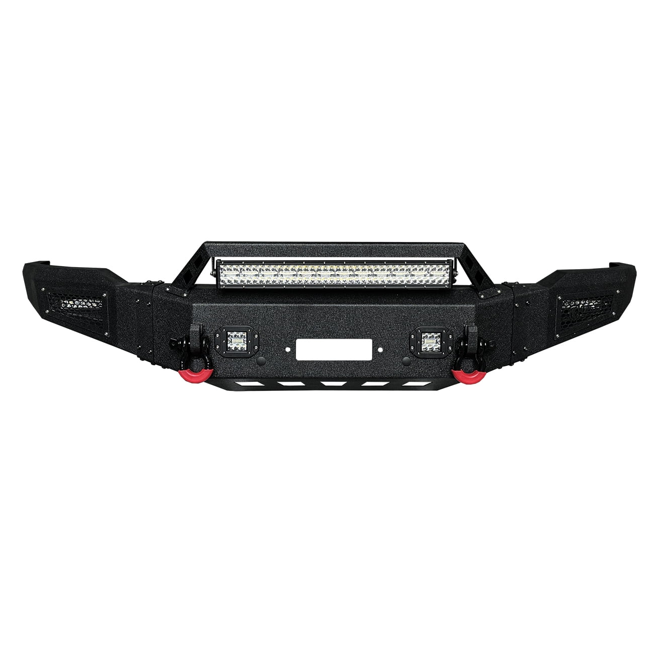Vijay Compatible with 2014-2015 GMC Sierra 1500 Front Bumper Textured Steel with Light and D-ring