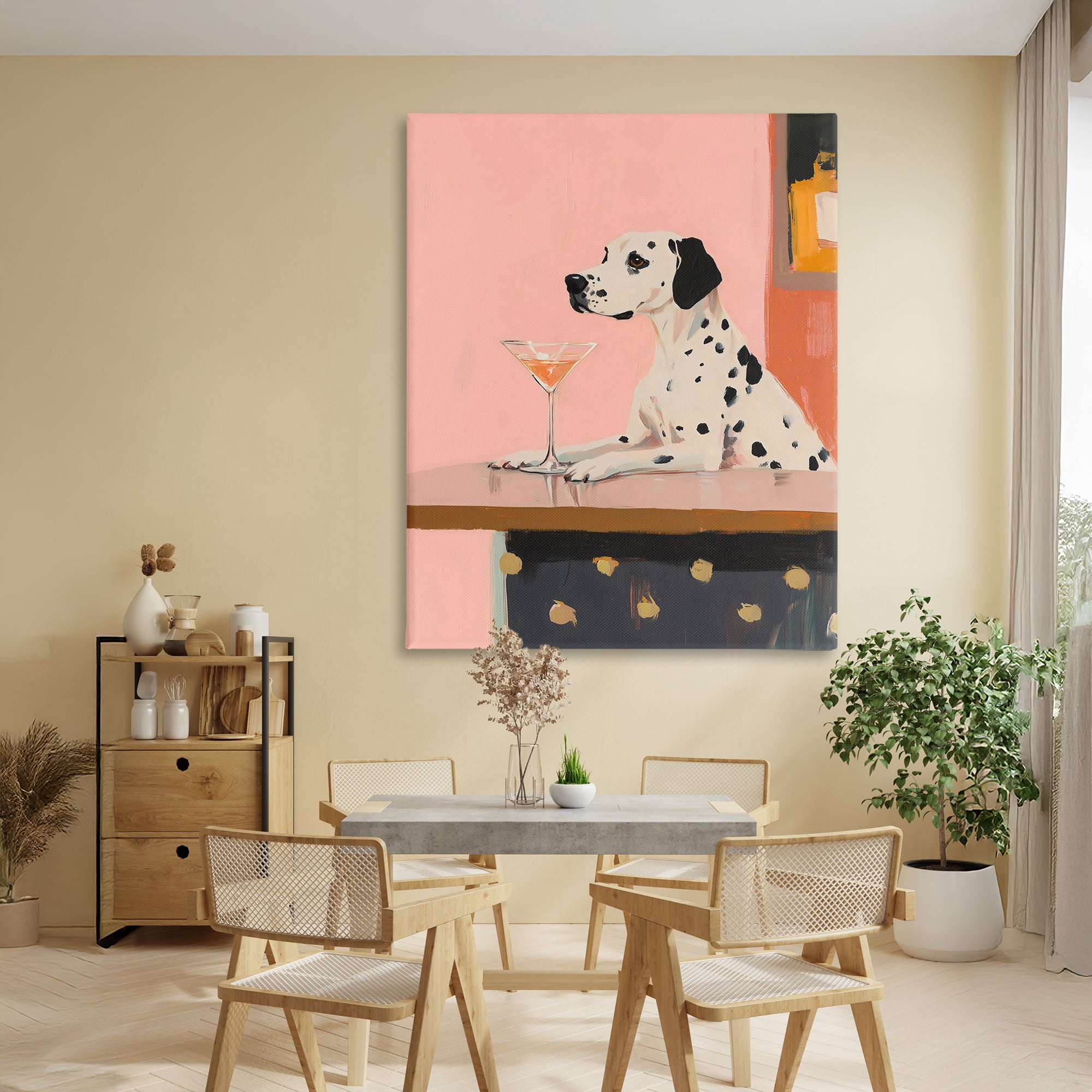 Stupell Industries Dalmatian at Cocktail Bar Canvas Wall Art, design by The Prints Vibe