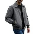 thumbnail image 2 of Qulqfy Leather Jacket Men Motorcycle Vintage Trucker Gray Zip Up Lapel Long Sleeve Jackets Coats for Men L, 2 of 4
