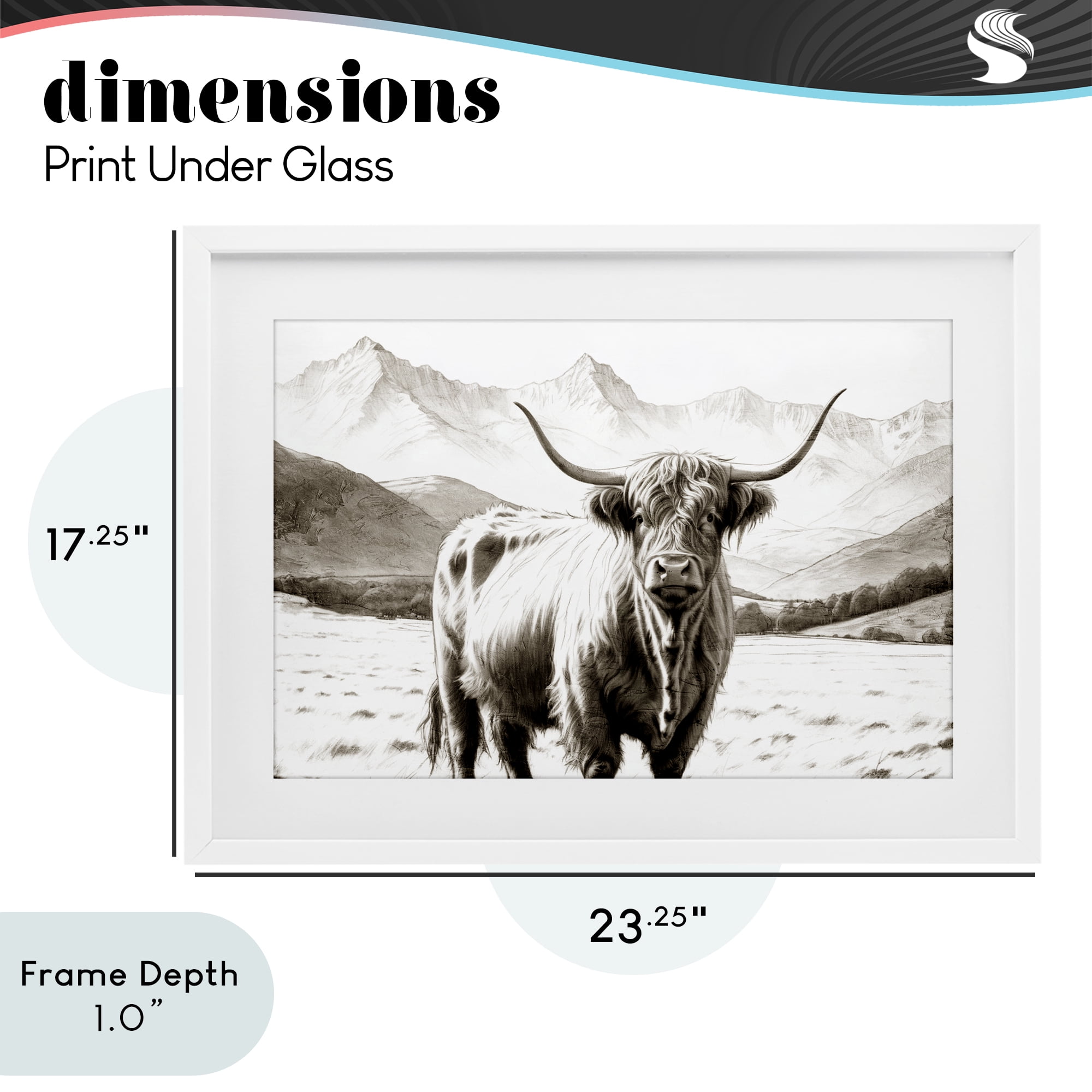 Stupell Industries Highland Sepia Sketch White Framed Print Under Glass, design by Kim Allen