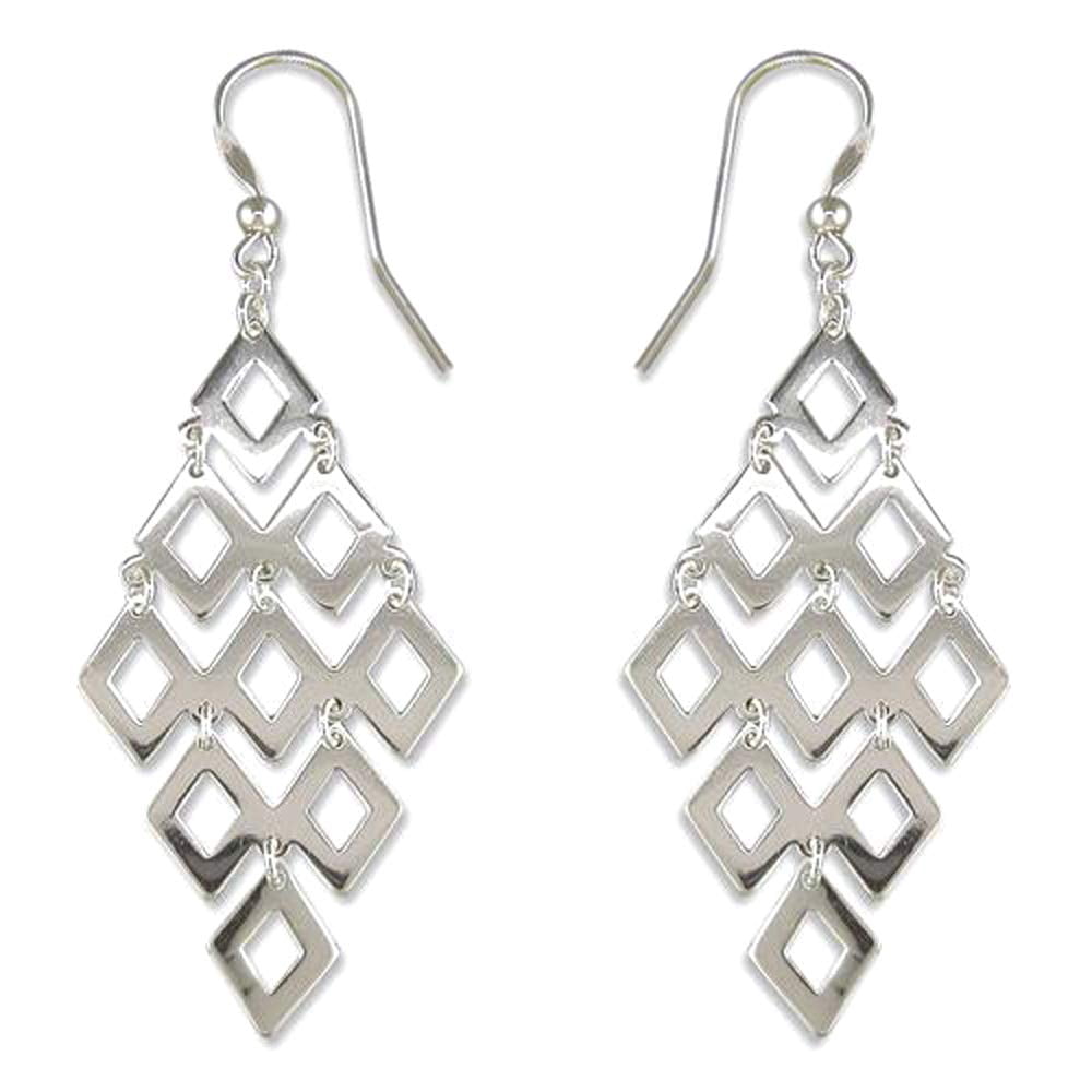 LeCalla 925 Sterling Silver Light-Weight Jewelry Diamond Shape Drop Dangle Earrings for Women and Teen 62MM