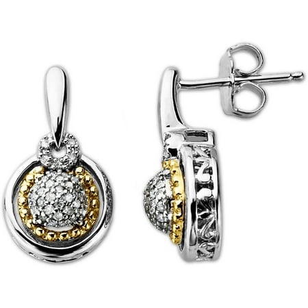 Duet 1/5 ct Diamond Drop Earrings in Sterling Silver & 14kt Gold