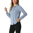 thumbnail image 4 of INSPIRE CHIC Women's Color Block Button Down Long Sleeve Work Shirt S Solid Blue, 4 of 6