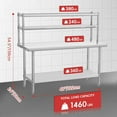 thumbnail image 2 of Stainless Steel Table with Overshelves, 39" X 24" Commercial Work Table with 39" X 12" Shelf, Metal Kitchen Prep Table & Shelving Combo, 2 of 7