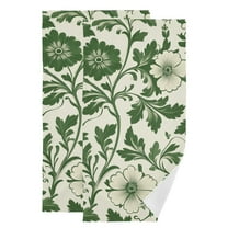 Yayeee Hand Towels for Bathroom Set of 2 Quick Dry Super Absorbent Soft Hand Shower Towels, 28" x 14", Green Floral