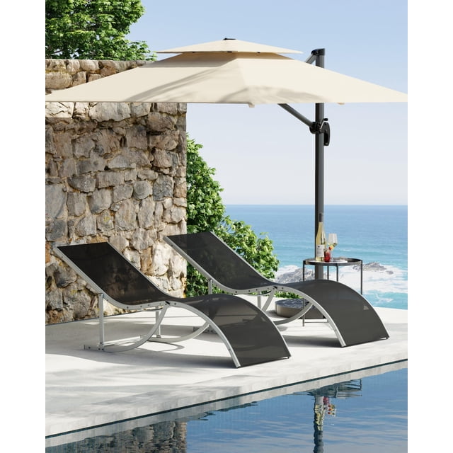 Yeshouse Chaise Lounge Juego para Exteriores Tumbonas con Estructura de Acero y Malla Transpirable