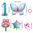 thumbnail image 2 of Kit de láminas para globos con forma de mariposa y flor, 9 unidades+1 cumpleaños, 2 of 2