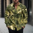 thumbnail image 2 of SSAAVKUY Deals Mens Long Sleeve Wrinkle Free Shirts Button Down Casual Stretch Dress Shirt Camouflage Printed Regular Fit Hipster Business Tops Camouflage 10, 2 of 5
