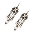 thumbnail image 2 of Ethnic Folk Style Hollow Out Long Tassel Beads Dangle Stud Earrings Blue------Product code 60548, 2 of 4