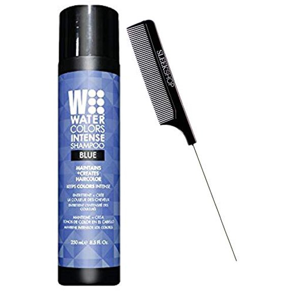 Watercolors by Tressa INTENSE Color Depositing Sulfate-Free Shampoo, Haircolor (w/ Sleek Comb) Water Colors Hair Dye Maintenance Wash (Intense Blue - 8.5 oz) (PACK OF 3)