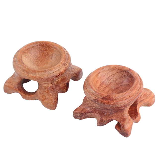 Brown Synthetic Crystal Ball Stand for Home Decor with Cambered Concave Design 2 Pieces Size 2