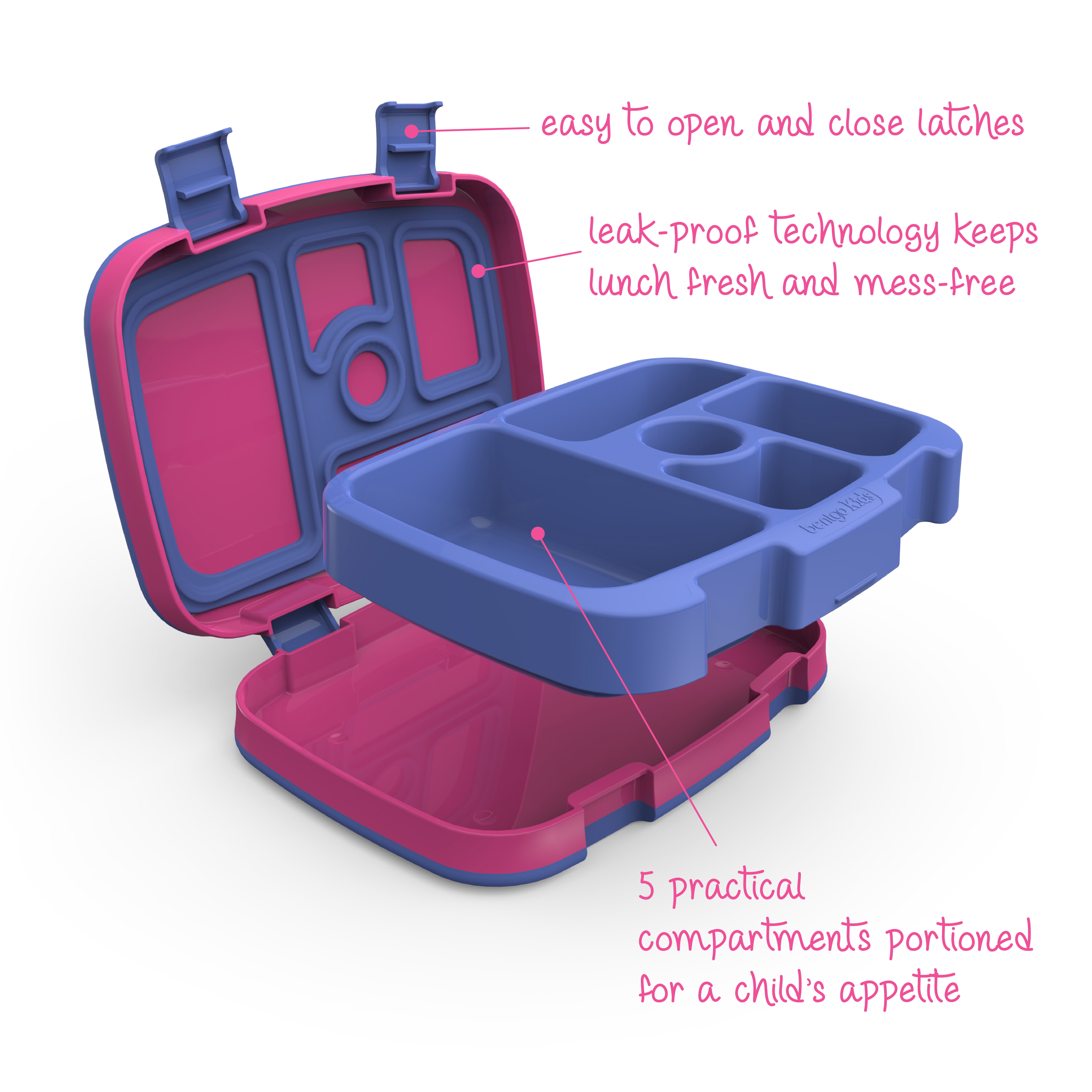  Bentgo® Kids Brights Bento-Style 5-Compartment Lunch Box -  Ideal Portion Sizes for Ages 3 to 7 - Leak-Proof, Drop-Proof, Dishwasher  Safe, BPA-Free, & Made with Food-Safe Materials (Fuchsia) : Home 