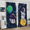 thumbnail image 3 of Cartoon Astronaut Curtains for Kids, Funny Spaceman with Earth Moon Window Treatments for Boys Bedroom Planet Outer Space Starry Star Window Drapes for Girls Playroom Living Room 84x84in, 3 of 6