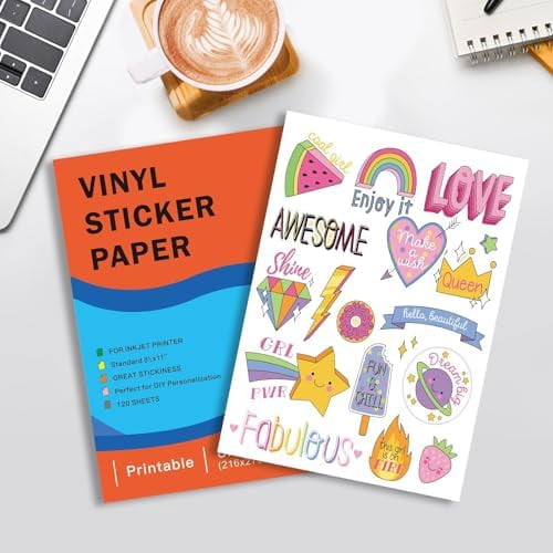 120 Sheets Printable Clear Vinyl Sticker Paper for Inkjet Printers, Transparent Paper of 8.5x11"DIY Personalized Self-adhesive Paper That Is Tear Resistant, Waterproof Labels, Easy to Cut