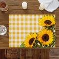 thumbnail image 3 of Watercolor Sunflowers Leaves on Retro Placemats Set of 6,Wipeable Washable Table Mats for Dining Tables, Yellow White Plaid Place Mats for Kitchen Event Party Tabletop Decor, 3 of 9