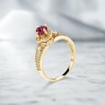 thumbnail image 3 of Gem Stone King 18K Yellow Gold Plated Silver Pink Tourmaline Engagement Ring for Women (1.46 Cttw, Round 5MM, Gemstone October Birthstone, Size 9), 3 of 4