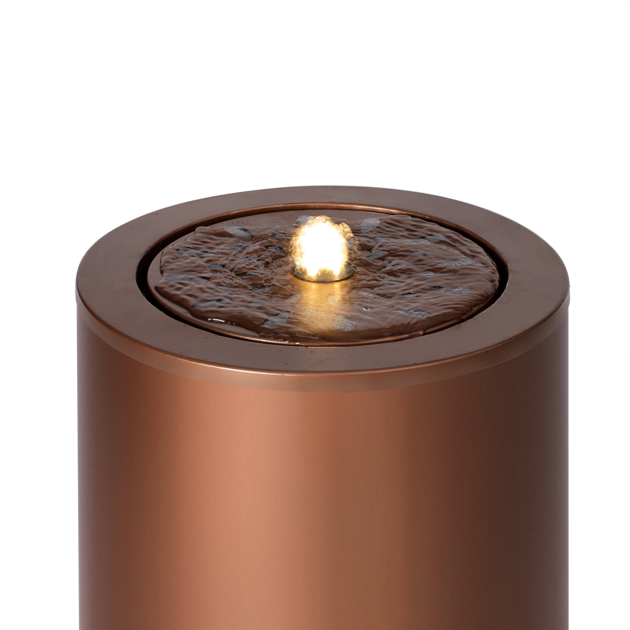 Christopher Knight Home 20.87" Outdoor Candle Style Fountain with LED Lights, Cutout Water Feature, Brown