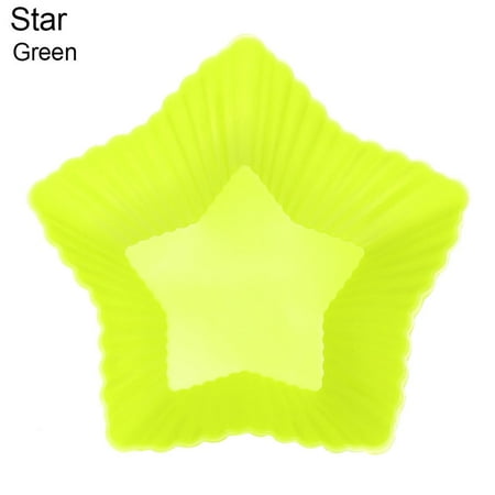 

Baking Reusable Non-Stick Heart Shape Candy DIY Silicone Cupcake Mold Cake Molds Cake Muffin Making GREEN STAR