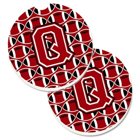 Letter Q Football Red Black And White Set Of 2 Cup Holder Car