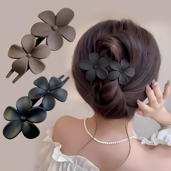 VANIDO 2pcs Flower Claw Clips Flat Hair Clips Decorative Hair Claw Clips For Weddings Parties Daily Wear Fancy Hair Accessories