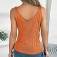 thumbnail image 5 of Lovskoo 2024 Women's Causal Solid V Neck Tank Tops Summer Knit Sleeveless Shirts Hollow Out Camisole Tops Vacation Vest Tank Tops Orange M, 5 of 6
