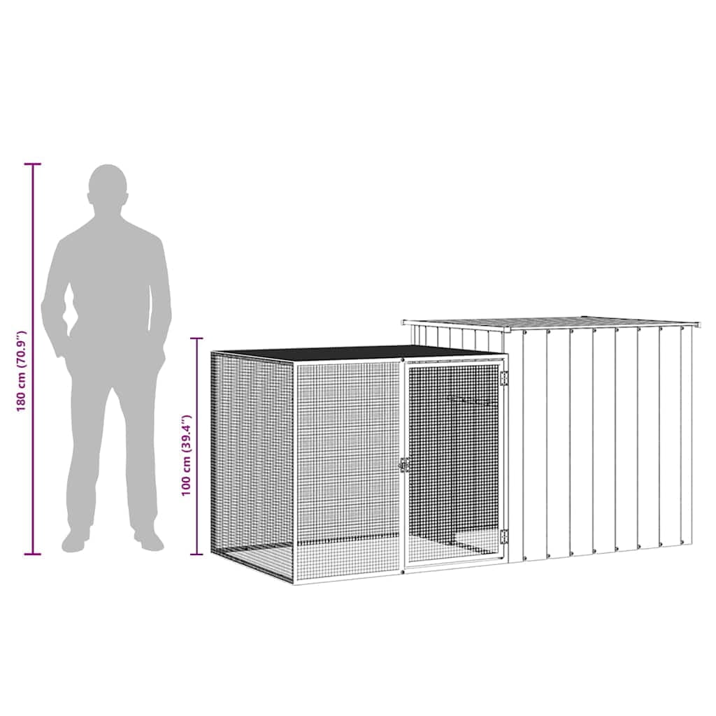 vidaXL Rabbit Cage Anthracite 78.7"x35.8"x39.4" Galvanized Steel