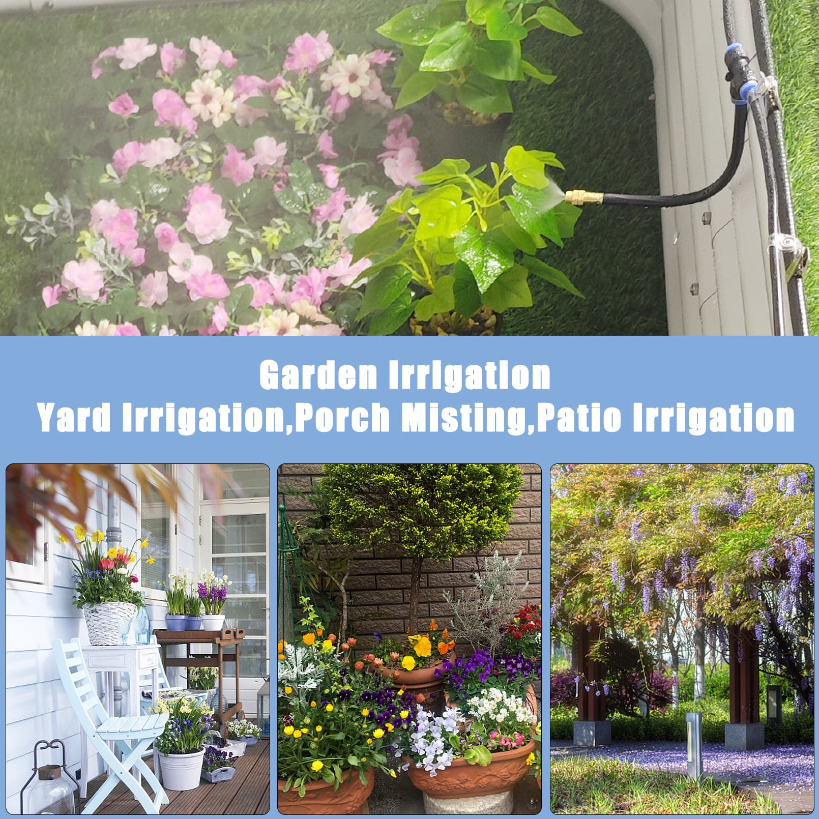 IRmm New Drip Irrigation System,Automatic Irrigation System with Replaceable 360-degree Bending Dropper,atomizing Copper Nozzle for Watering System for Garden Plant Lawn Patio. (Copper Nozzle)