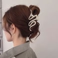 thumbnail image 5 of Horquilla para el pelo para mujer, de metal, ondulada, grande, antideslizante, fuerte, de metal, bonita garra para el pelo, color blanco, 5 of 5