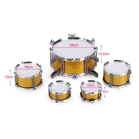 MIXFEER Children Kids Drum Set Musical Instrument Toy 5 Drums with Small Cymbal Stool Drum Sticks for Boys Girls
