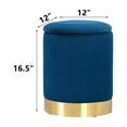 thumbnail image 4 of Homebeez Velvet Round Storage Ottoman,Upholstered Round Ottoman with Storage Round Footstool Makeup Vanity Stool,Blue, 4 of 5
