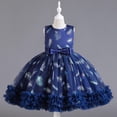 thumbnail image 1 of LOVZFMLL Girls' Summer Short Sleeve Ruffled Lace Round-Neck Embroidery Mesh Princess Bow Skirt, 1 of 2