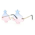 thumbnail image 5 of Unique Christmas Tree Rimless Gradient Lens Party Shade Sunglasses Gold - Blue Pink, 5 of 7