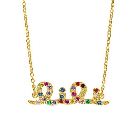 Personalized "Lili" Name Necklace with Birthstones All Over