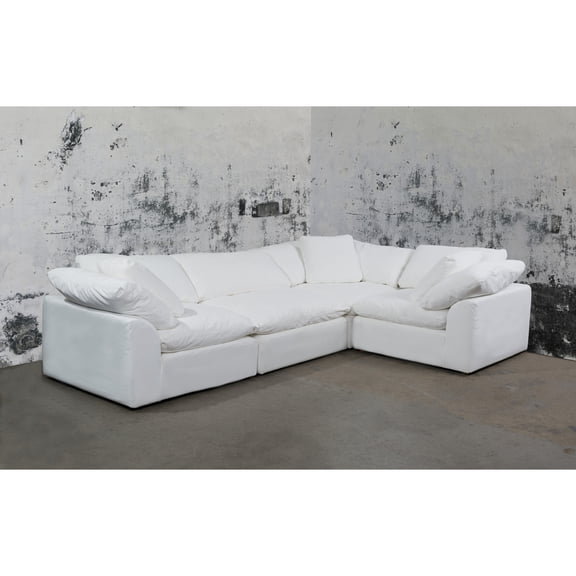 L-Shaped Sectional Sofa Modular Couch Deep Seating Performance Fabric Washable White