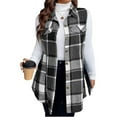 thumbnail image 2 of gcong Plaid Vest for Women, Button Down Sleeveless Shirts Lapel Flannel Shacket Fall Long Blazer Jacket Ladies Casual Outwear Loose Cardigan Winter Coats with Pockets, 2 of 5