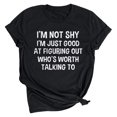 thumbnail image 2 of RXIRUCGD Chemises pour Femmes Mode Été Ample Col Rond Imprimé Lettre Manches Courtes Haut T-Shirt Noir Hauts pour Femmes, 2 of 7