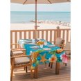 thumbnail image 2 of Outdoor Tablecloth with Umbrella Hole for Patio/Picnic/Party/Camping, Coastal Beach Waterproof Table Cloth Rectangle Table Cover Washable, Summer Tropical Plants Ocean Blue Wood Grain (60"x 84"), 2 of 9