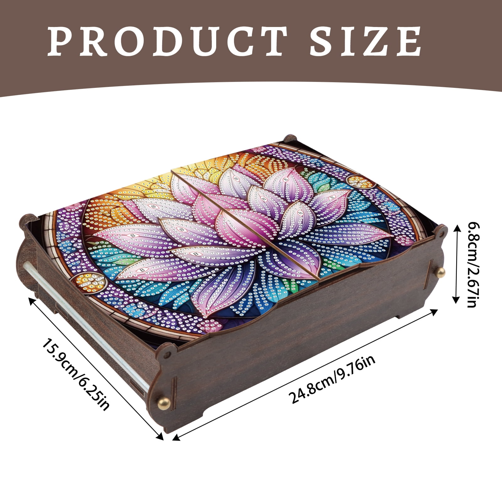 Diamond Painting Kit Storage Box, Beautiful Lotus DIY Multifunctional Handicraft Storage Box, Suitable for Home Office Holiday Gifts