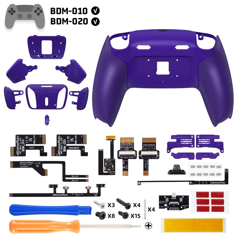 eXtremeRate RISE4 Plus MAX Back Paddles Kit with Clicky Trigger Stops & Rubberized Grip , Remappable Back Buttons Kit for PS5 Controller BDM-010/020- Galactic Purple - NO Controller