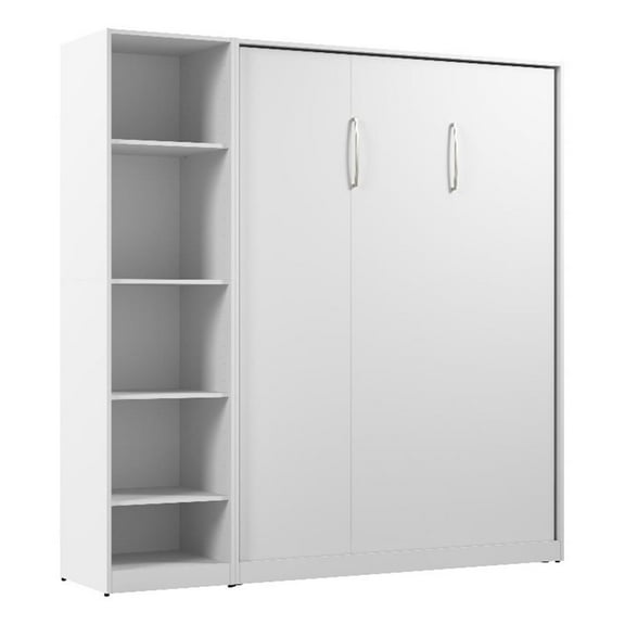 Pemberly Row Wood Full Murphy Bed with Closet Organizer in White