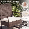 thumbnail image 6 of Gymax 3 Piece Patio Rocking Bistro Set 2 Rattan Armchairs w/ 2-Tier Tempered Glass Side Table White, 6 of 10