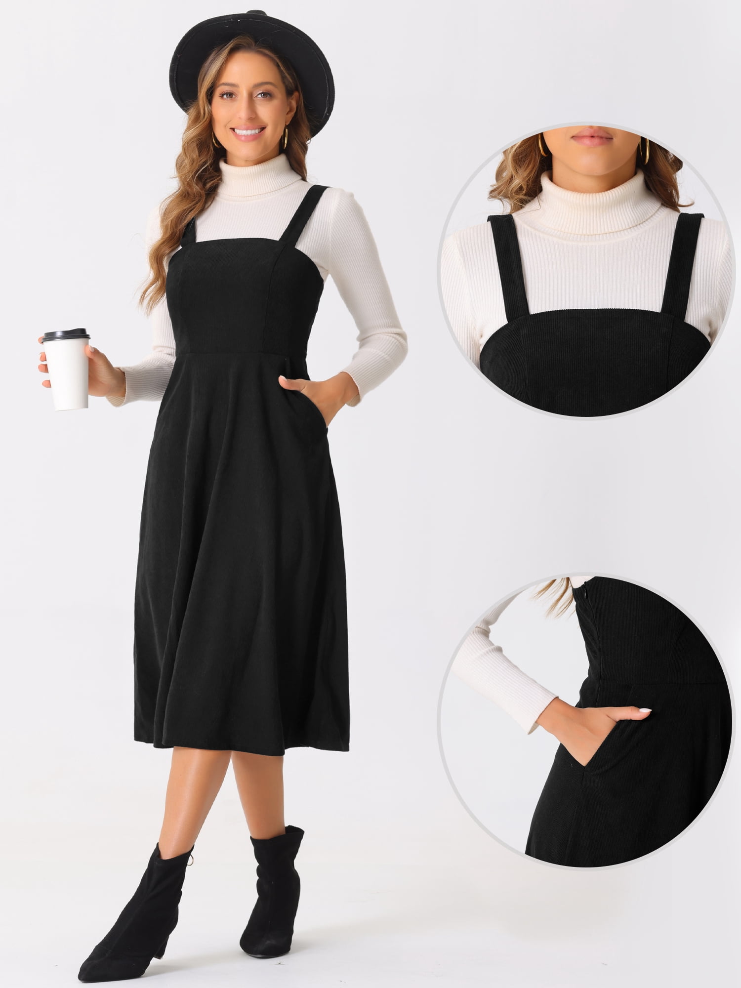DARING DIVA Tank Ribbed Vintage A-Line Casual Midi Dress XS Black