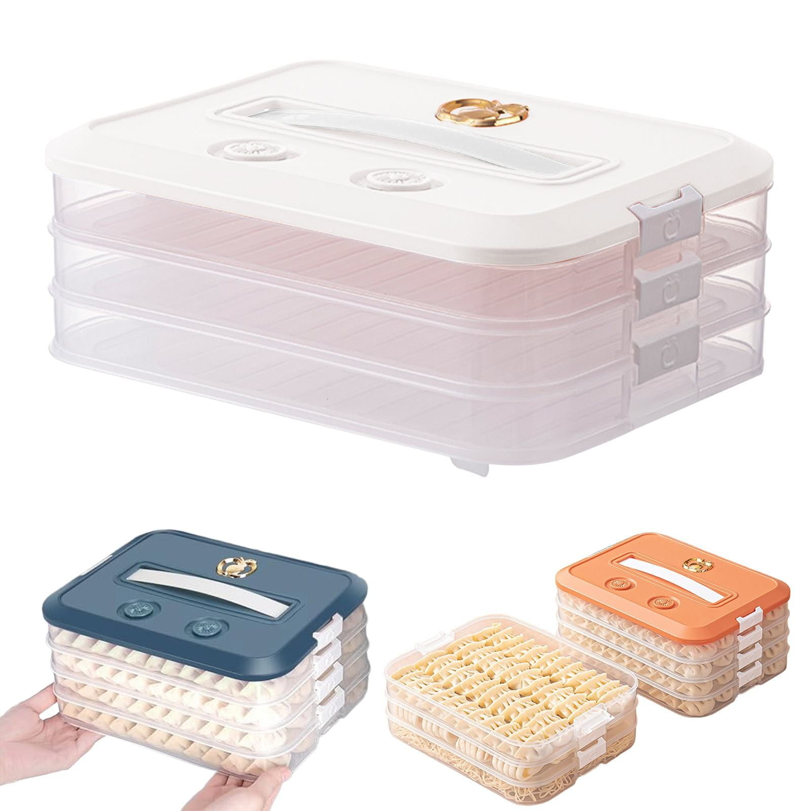 PP Dumpling Box Large Airtight Containers Veggie Tray with Lid Clear Container with Lid Egg Tray for Refrigerator Veggie Containers for Refrigerator Rice Storage Box Egg Case