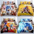 thumbnail image 2 of Juego de ropa de cama con dibujos animados de Sonic The Hedgehog para niños, funda de edredón con estampado 3D de Anime Harajuku y funda de almohada, ropa de cama textil para el hogar, 2 of 5