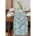 thumbnail image 4 of Table Runner Dresser Scarves 60 Inch Long, Chinese Watercolor Green Bamboo Plant Linen Dining Table Runners Natural Seamless Botany on Teal Tabletop Scarf for Wedding Holiday Party Kitchen, 4 of 7