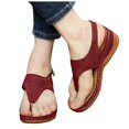 thumbnail image 6 of Anuirheih Wedge Sandals Women Flip Flops Comfortable Elastic Strap Open Toe Sandals with Arch Support Summer Shoes(Red), 6 of 7